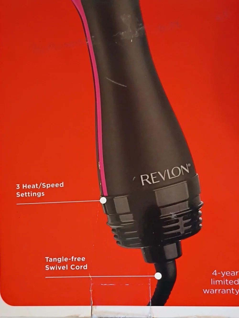 Revlon One-Step Root Booster Round Brush Dryer & Styler - Black with Pink Accent